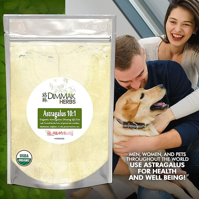 Organic Astragalus 10:1 Extract Powder | Huang Qi Concentrate Granules | Lab Tested, USDA Organic 4oz / 112g by Dimmak Herbs