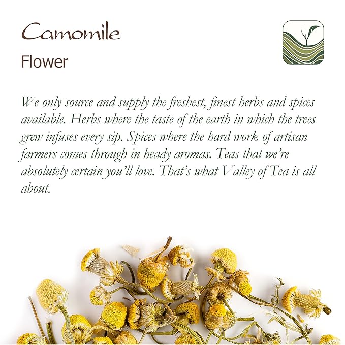 Chamomile Flowers Organic Herbal Tea - Soothing and Relaxing - Wild Matricaria Chamomile - Cammomile Chamomile Flowers Chanomille Chanile Chamoline Flowers Organic Camomile Flower Chammomile