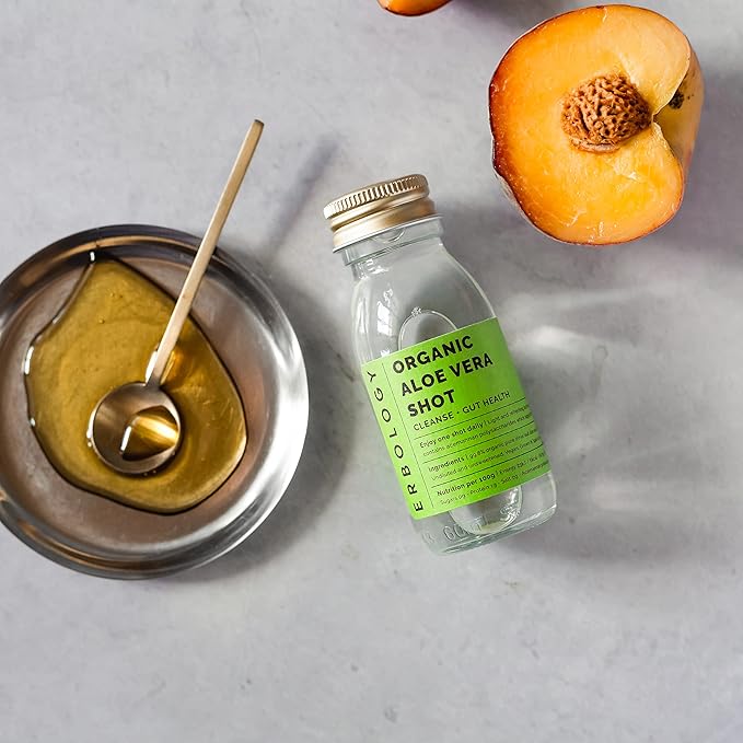 Erbology Organic Aloe Vera Juice 12 Daily Shots (2 fl oz) - Immunity Support and Detox - from Inner Leaf - Straight from Farm in Spain - Undiluted - No Added Sugar - Non-GMO - Recyclable Glass Bottle