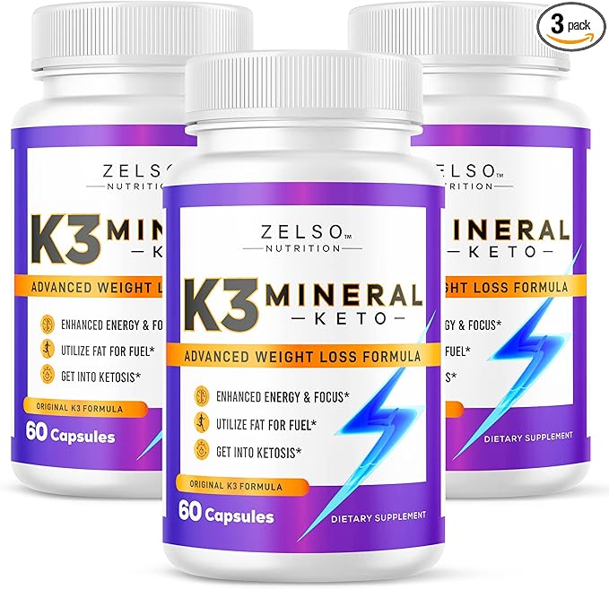 (3 Pack) K3 Mineral Weight Loss Pills for Women and Men, K3 Mineral Pills - K3 Salt Mineral, Vitamin + K3 Capsules Supplement for Keto Weight Loss - 3 Months Supply