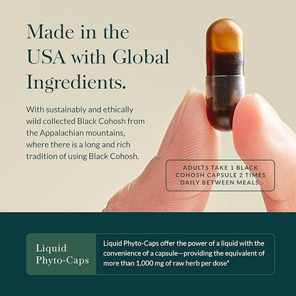 Gaia Herbs Black Cohosh - Menopause Support Supplement to Help Maintain Hormone Balance and Health for Women - with Organic Black Cohosh - 60 Vegan Liquid Phyto-Capsules (30-Day Supply)