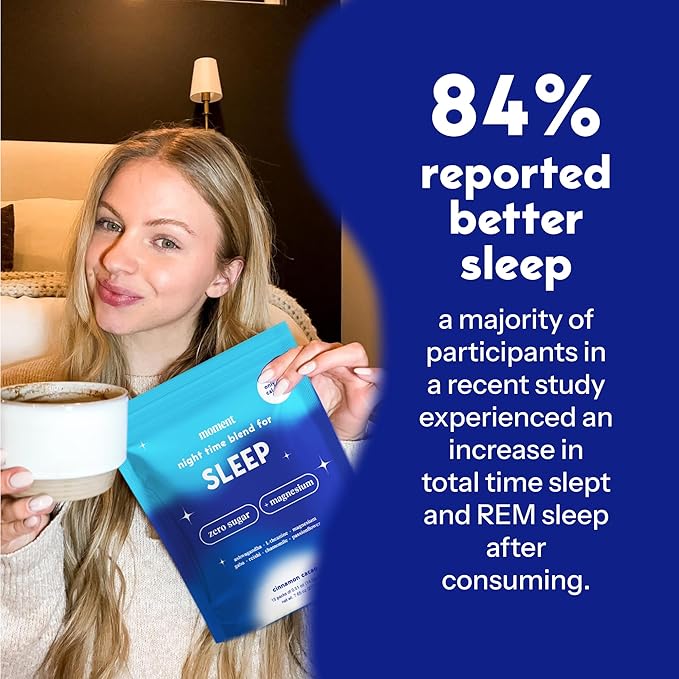 Moment Sleep Powder (Shark Tank) | Hot Chocolate | Melatonin Alternative | 0 Sugar | Low Calorie | Mushroom Drink | Adaptogens, Reishi, GABA, Magnesium, Chamomile | Keto | Dairy Free | 15 Servings