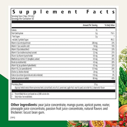 Floradix Kinder Love Children's Multivitamin - Liquid Multivitamin for Kids with Vitamins A, C, D & E, Calcium & More - Vegetarian, Non-GMO, Gluten-Free - 16.9 fl oz