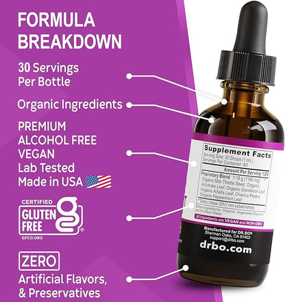 Liver Cleanse Detox & Repair Organic - Natural Liver Support Supplement Liquid Drops, Milk Thistle Dandelion, Chanca Piedra Extract, Artichoke - Gallbladder Health Formula Supplements Liquid Drops 2oz