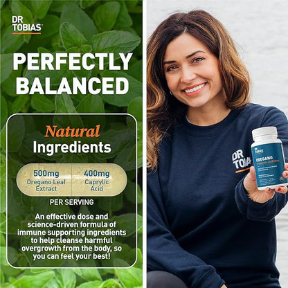 Dr. Tobias Omega 3 Fish Oil and Oregano & Caprylic Acid Supplements, Supports Heart, Brain, Immune with Gut Flora Balance Complex & Intestinal Health for Women & Men
