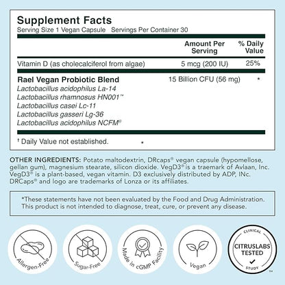 Rael Probiotics for Women - pH Balance Supplement with Prebiotics, Vaginal Immune Health, Yeast & Flora Support, Odor Control, Vegan (30 Servings)