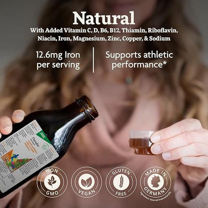 Floradix Iron Sport Liquid Mineral & Vitamin Formula - Daily Vitamin for Nutritional & Energy Support - Sports Nutrition with Iron, B Vitamins & More - Vegan & Non-GMO - 8.5 fl oz