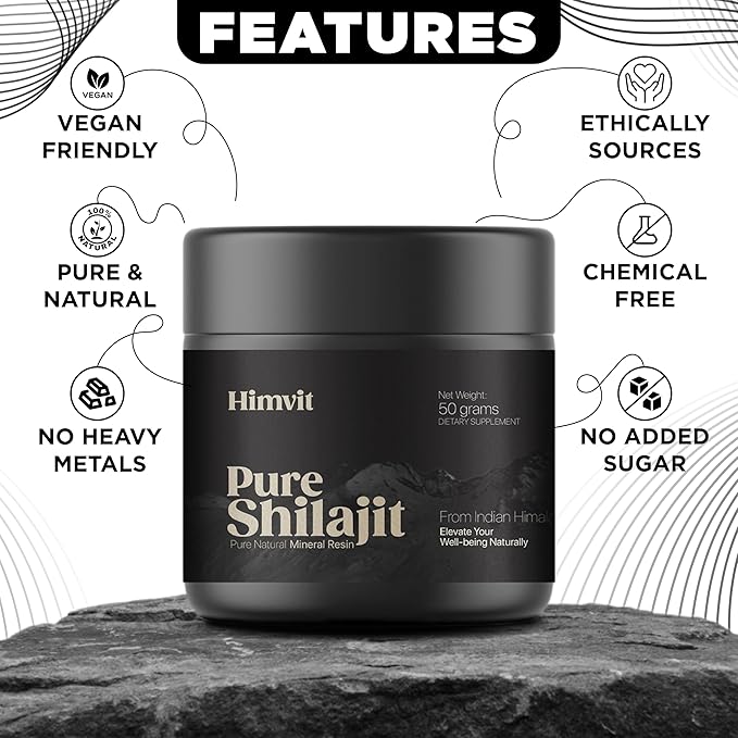 Pure Himalayan Organic Shilajit Resin with Lab Report Super high Potency for Men & Women Fulvic Acid & Trace Minerals Humic Acid Supplement Resin| Supports Energy, Metabolism & Immunity| 50 Grams