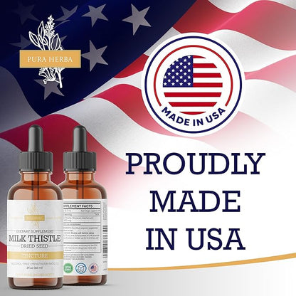 Milk Thistle Liquid Extract – Alcohol-Free Milk Thistle Tincture – Vegan, Non-GMO – Made in USA – 2 fl oz