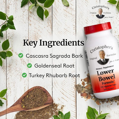 Christopher's Original Formulas Lower Bowel Cleanse Formula Capsules - Herbal Laxative Colon Cleanse and Gut Cleanse 100 ct.