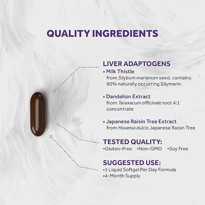 Silymarin Milk Thistle 1300mg Enhanced with B Complex & Amino Acids | 13-in-1 Liver Cleanse, Detox & Repair | 120 Liver Essential Softgels
