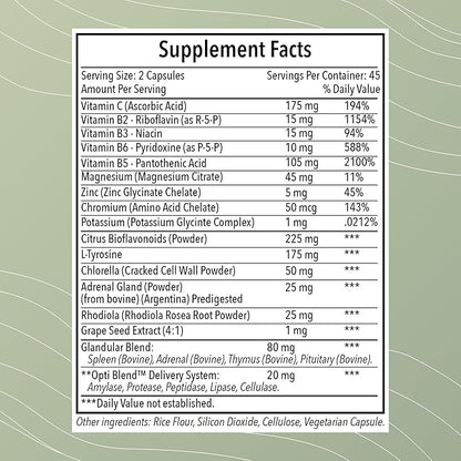 Optimal Health Systems Opti-Adrenal | Adrenal Restore Supplement | Adrenal Powder, Glandulars, Rhodiola Root & 10+ Key Nutrients | 90 Capsules...