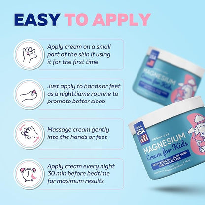 Magnesium Cream for Kids - Soothing Relief & Relaxation with Calendula, Aloe Vera, Shea Butter - Topical Magnesium Cream for Sleep - USA Made - (4 oz, Unscented)