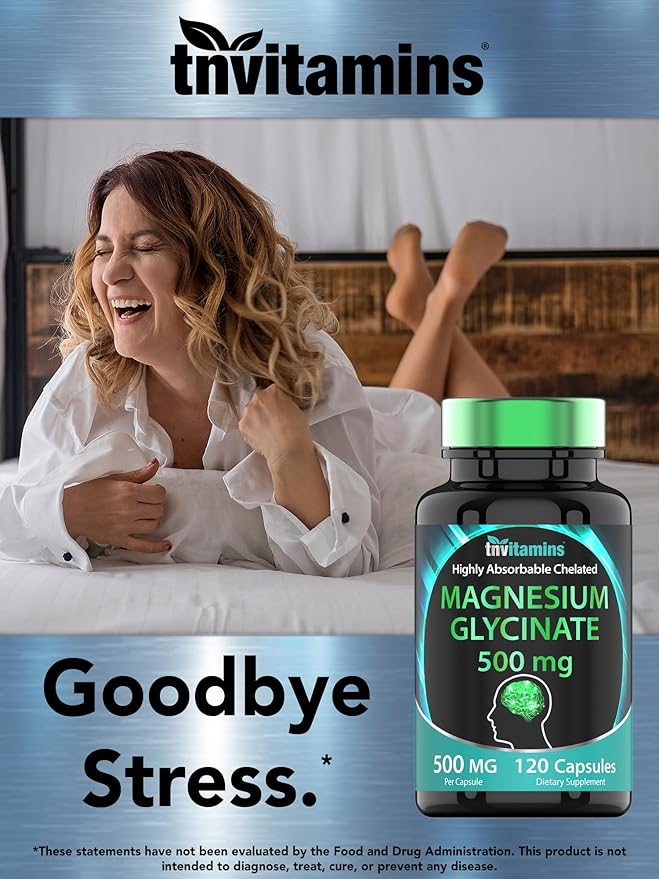 Magnesium Glycinate 500mg Per Capsule - 120 Count | 4 Month Supply! | Pure Chelated Magnesium Supplement for Sleep, Calm, Nerve, Joint, & Bone Support* | AKA Magnesium Bisgycinate | Non-GMO