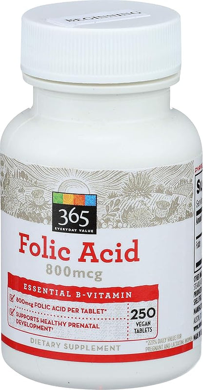 365 Everyday Value, Folic Acid 800mcg, 250 ct