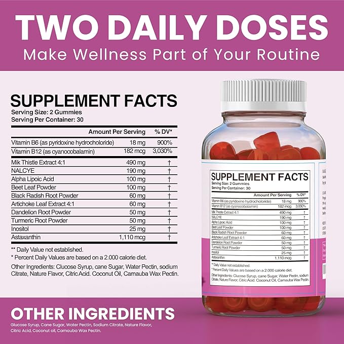 Milk Thistle Supplement Gummies – Liver Health Support, Herbal Antioxidant, Sugar-Free, Vegan, 60 Count