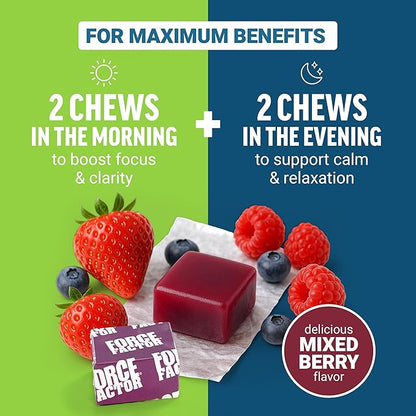 Force Factor Ultimate Magtein Magnesium L-Threonate 2000mg, Support Cognitive Function, Focus, Memory & Relaxation, Magnesium Threonate, Mixed Berry, 60 Soft Chews