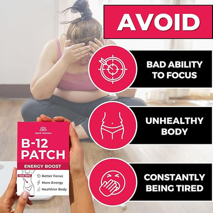 B12 Patches (Pack of 72) - 100% Natural Vitamin Patch for Women, Energy, Focus & Body Support, Self-Adhesive Transparent Stickers - Enhanced Formula