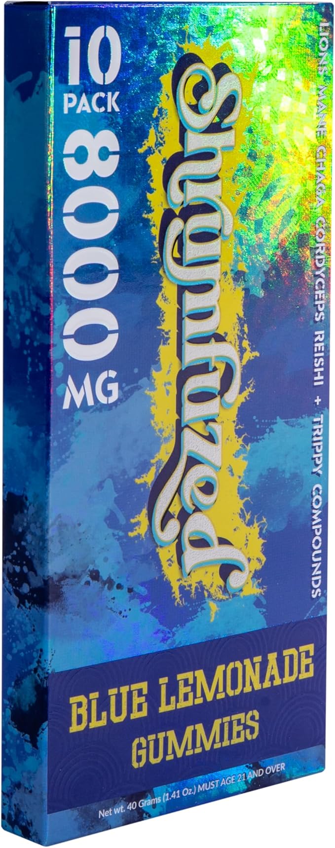Proprietary Nootropic Gummy 8000mg - Lion's Mane, Reishi, Chaga, and Cordycep Nootropic Tripee Mushroom Blend (10, Blue Lemonade)