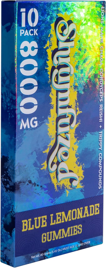 Proprietary Nootropic Gummy 8000mg - Lion's Mane, Reishi, Chaga, and Cordycep Nootropic Tripee Mushroom Blend (10, Blue Lemonade)