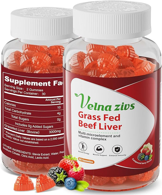 Grass Fed Beef Liver Gummies, Organic Grassfed Beef Liver Supplements for Women, Natural Iron, Vitamin A & B12, Boost Energy and Immunity, Non-GMO, Gluten Free, 60 Counts