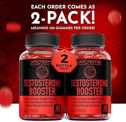 Atlantis Nutrition Keto Apple Cider Vinegar 60 Gummies + Testosterone Booster 2-Pack (120 Gummies)