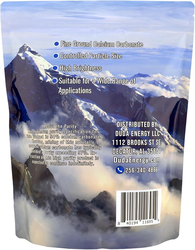 Duda Energy FGcc5f Food Grade 97+% Calcium Carbonate from Ground Limestone, 5 lb.