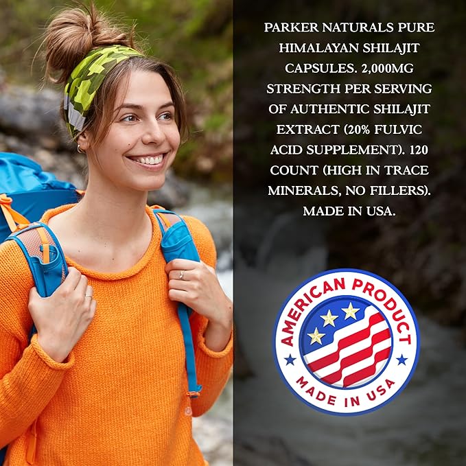 Pure Himalayan Shilajit Capsules, 2000 mg Strength Shilajit Fulvic Acid Supplement, Vegan and Gluten-Free Capsules, 120 Count