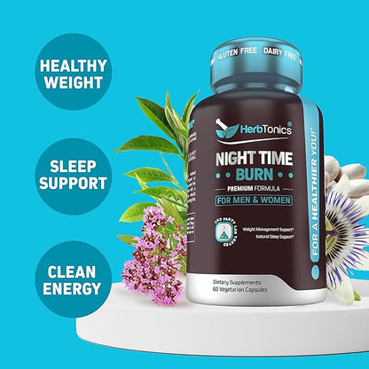 Herbtonics Multi Collagen Gummies Type 1,2,3,5 & 10 with Biotin for Hair Growth, Skin, Nails - Night Time Weight Supplement with Melatonin to Support Sleep & Metabolism | Melatonin for Women and Men