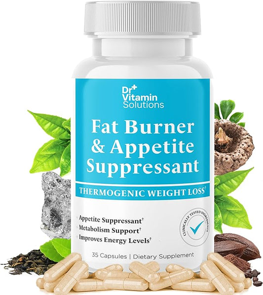 Fat Burner for Women & Men - Appetite Suppressant for Weight Loss - Pills with Chromium, Caffeine & Green Tea Extract - Metabolism Booster Thermogenic Weight Loss - 35 Capsules