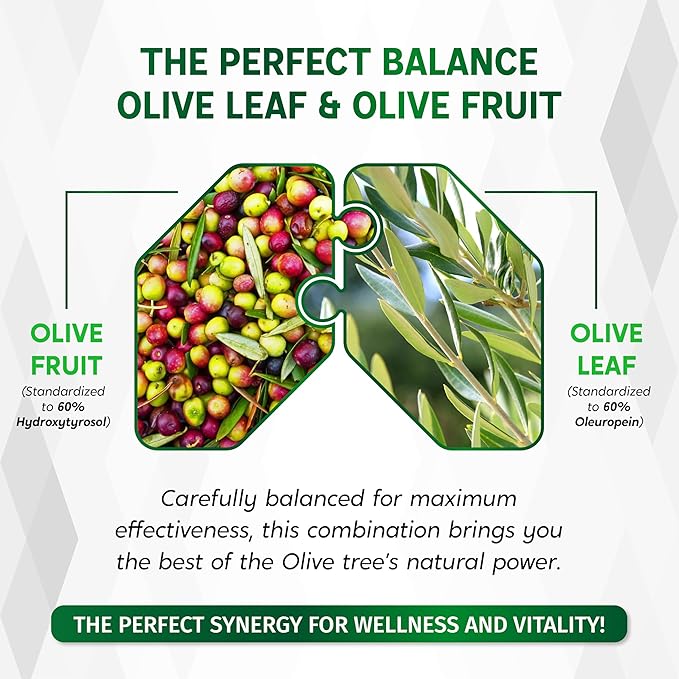 Olive Leaf & Olive Fruit (60% Oleuropein, 60% Hydroxytyrosol) - Black Seed Oil, Black Pepper - Immune Boost, Antioxidants, Heart Wellness -Made in USA- 150 Capsules