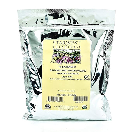 Starwest Botanicals Organic Shatavari Root Powder, 1 Pound