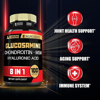 7000mg Glucosamine Chondroitin MSM with Immune & Joint Support Supplement - Support Bone, Joint Health, Immune System & Overall Health - 100 Capsules