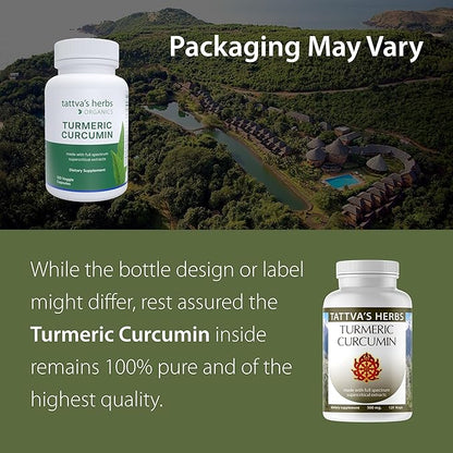 Tattva's Herbs Turmeric Curcumin 500 mg, Herbal Supplement for Antioxidant Support, Turmeric Curcumin with Black Pepper for Advanced Absorption, 1 Pack, 120 Veggie Capsules