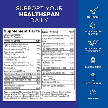 Centrum Age Defy for Men, All-in-1 High Potency Multivitamin + Healthy Aging Supplement, Multivitamin Blend with Resveratrol, and Niacin for NAD+ Level Support, Aluminium Bottle, 56 Tablets