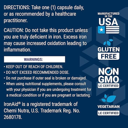 Life Extension Iron Protein Plus, Iron Protein succinylate, absorbable Iron Supplement for Whole-Body Health, Non-GMO, Gluten-Free, Vegetarian, 100 Capsules