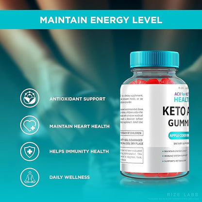 ACV for Keto Health Gummies - 750mg Advanced Weight Loss with Apple Cider Vinegar ACV Supplement for Belly Fat (60 Gummies)