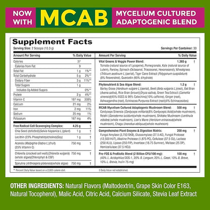 Nutrition’s Green Supreme Fusion Blend Antioxidant: Super Greens Smoothie Mix with Spirulina, Chlorella, Adaptogenic Mushrooms, 30 Servings