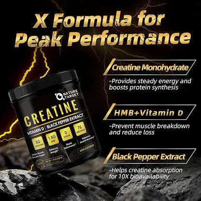 Micronized Creatine Monohydrate for Women and Men, Creatine Powder for Men-Women for Improve Performance and Strength, Support Muscle Growth and Workout Recovery, 6.5g per Servings, 75 Servings
