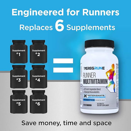 Runner Multivitamin & Joint Support Supplement – Antioxidants, Vitamin B Complex, Probiotics for Health, Energy, Endurance, Recovery - Glucosamine Chondroitin, MSM – GMP Running Supplements