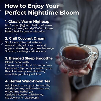 Magnesium Glycinate Powder, Upgraded Formula with Vanilla Coconut Powder, GABA, L-Theanine, Ashwagandha and Chamomile, Natural Berry Flavor - Perfect for Evening Wind-Down & Cozy Nights