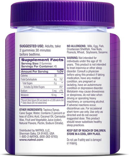 Natrol Melatonin Gummies, Sleep Support, 90 Strawberry-Flavored Adult Melatonin Gummies, 10 mg Sleep Aids for Adults