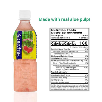 Aloevine Aloe Vera Drink, Strawberry, 16.9 fl oz 20 pack