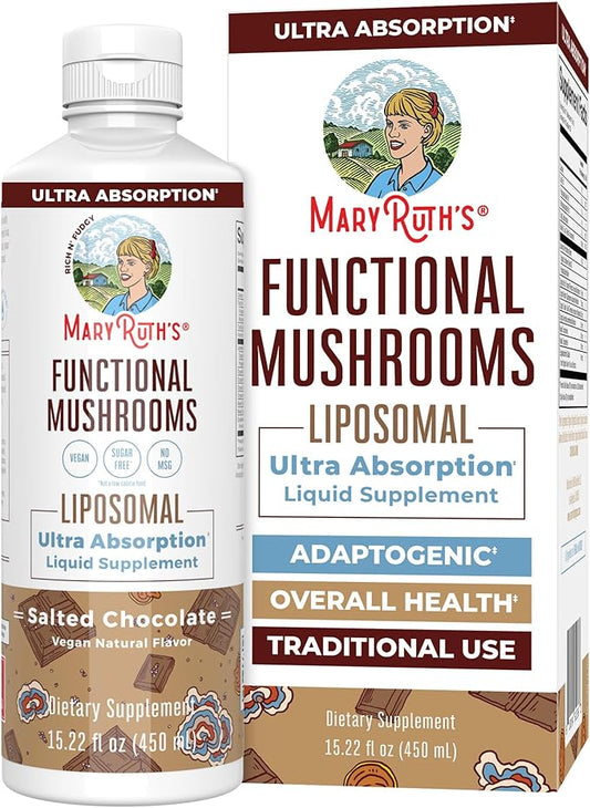 MaryRuth Organics Mushroom, Mushroom Supplement, Mushroom Liquid Vitamin, Reishi Mushroom Supplement for Immune Support, Turkey Tail Vitamin for Stress Relief, Vegan, Non-GMO, Gluten Free, 15.22 Fl Oz