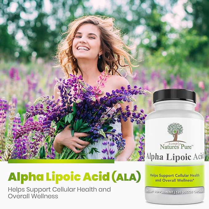 Simply Natures Pure Alpha Lipoic Acid 600mg 240 Veggie Capsules, Non-GMO Thioctic Acid 8 Month Supply