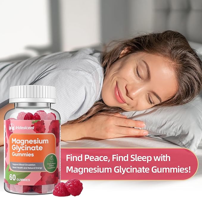 Magnesium Glycinate Gummies 400mg, Sugar Free Magnesium Supplement w/Ashwagandha, Zinc, Vegan Magnesium Glycinate Supplement for Adults - 120 Cherry Gummies