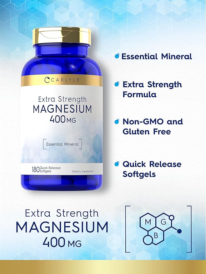 Carlyle Magnesium Oxide 400mg | 180 Softgels | Essential Mineral | Non-GMO and Gluten Free Supplement