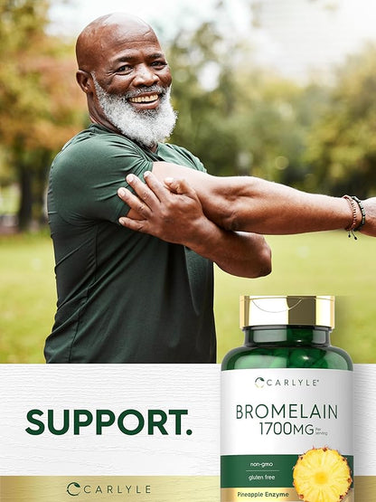 Carlyle Bromelain 1700 mg | 90 Capsules | Pineapple Enzyme Supplement | Non-GMO and Gluten Free