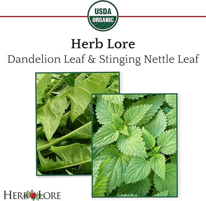 Herb Lore Organic Dandelion & Nettle Tincture - Liquid Dandelion Leaf & Stinging Nettle Leaf Extract Drops (2 fl oz)