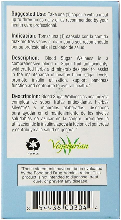 Bio Nutrition - Blood Sugar Wellness - 60 Vegetarian Capsules